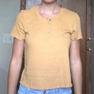 YELLOW CROP TOP BUTTOM UP